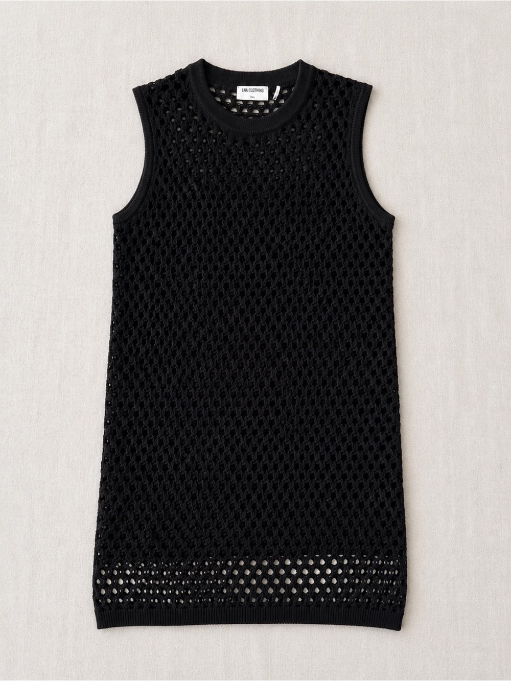 LNA Clothing Black Crochet Knit Sleeveless Dress Size Small